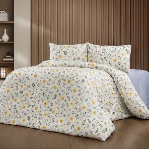 Krepové povlečení DeLuxe 140x200+70x90 Zlaté kvítí